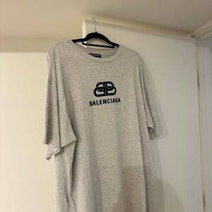 Balenciaga Light Gray Logo Short-Sleeve Tee